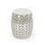 The Lovell Garden Stool is a ceramic garden stool with a barrel form and a delicate petal-flower pierced pattern in a...