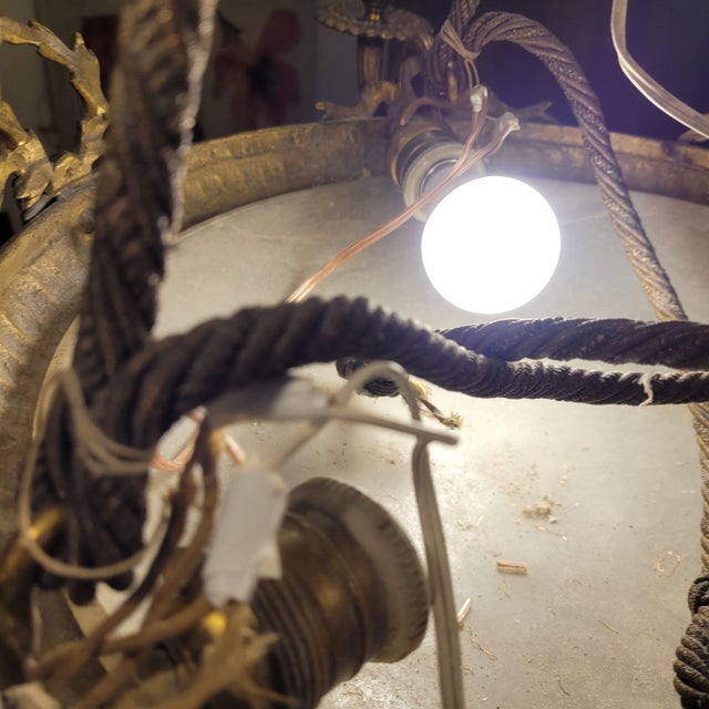 Early 20th Century Art Nouveau Ceiling Lam in Alabaster and Gilt Bronze, France, 1930s For Sale - Image 14 of 18