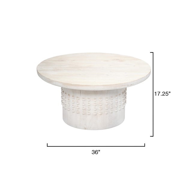 Contemporary Studded Coffee Table, White Washed Wood For Sale - Image 3 of 7