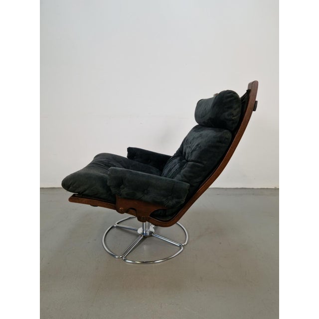 Vintage Black Alcantara Lounge Chair by Bruno Mathsson for Dux, 1960s For Sale - Image 9 of 11