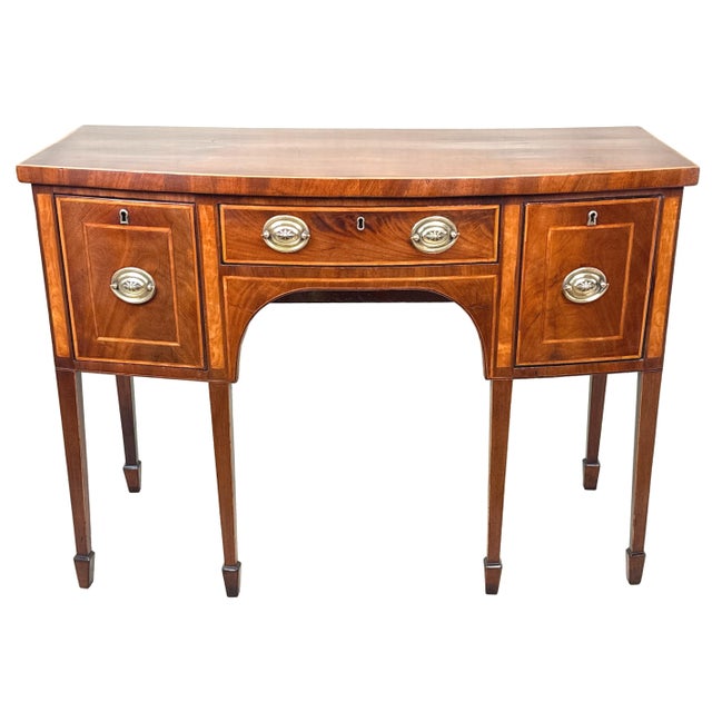Small Georgian Mahogany Bowfront Sideboard, 1780s For Sale - Image 9 of 10