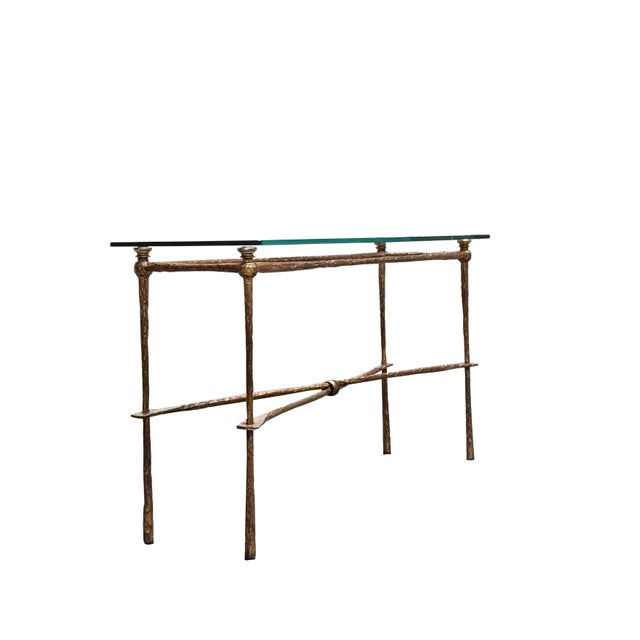 Rare mid-century hand-hammered gilt metal console table made by Florentine sculptor Giovanni Banci in the modern...