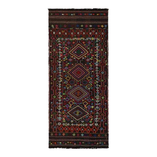 Vintage Afghan Tribal Kilim in Brown With Geometric Patterns, From Rug & Kilim For Sale