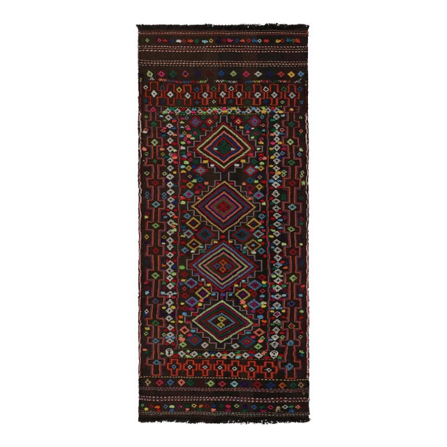 Vintage Afghan Tribal Kilim in Brown With Geometric Patterns, From Rug & Kilim For Sale