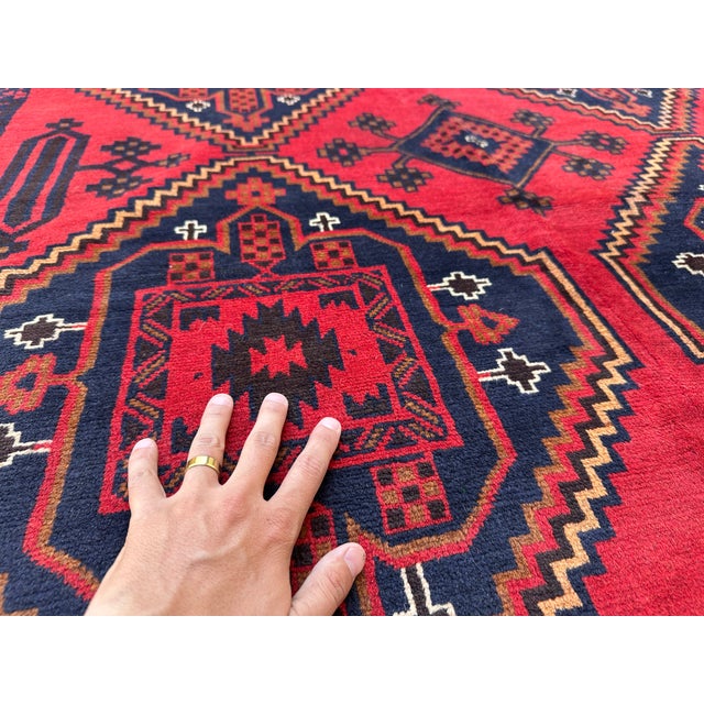 2000 - 2009 Turkmen Tribal Red Afghan Hand-Knotted Wool Runner - 5'1" X 13' For Sale - Image 5 of 11