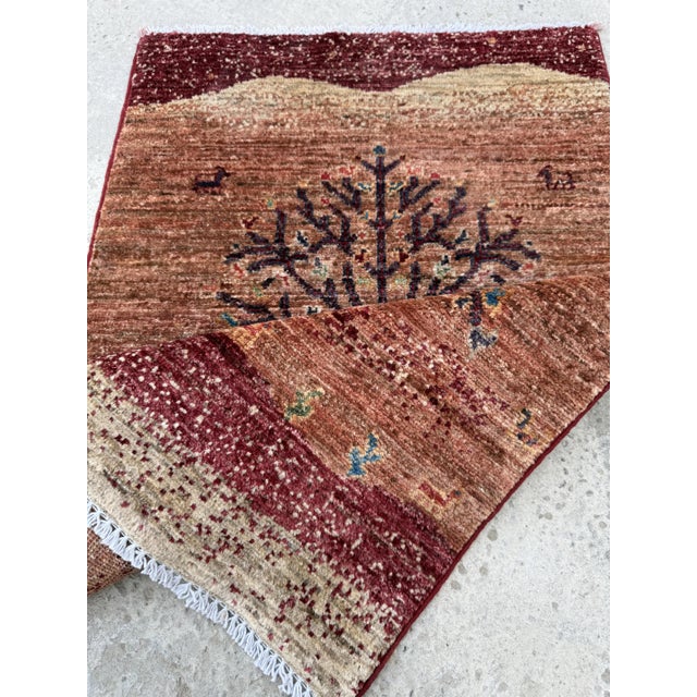 Terracotta Afghan Gabbeh Tree of Life Rug, 02'00 X 03'00 For Sale - Image 11 of 11