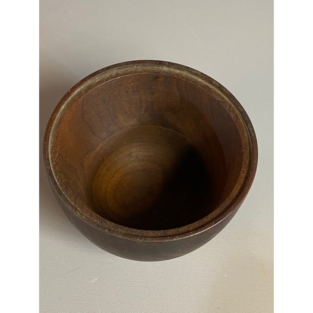 Red 1960s Capital Enterprises Turned Walnut and Enameled Covered Vessel For Sale - Image 8 of 10