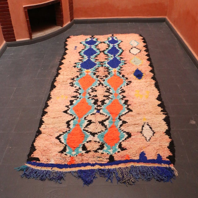 Peach Mid-Century Modern 4x10 Ft Vintage Moroccan Rug For Sale - Image 8 of 9