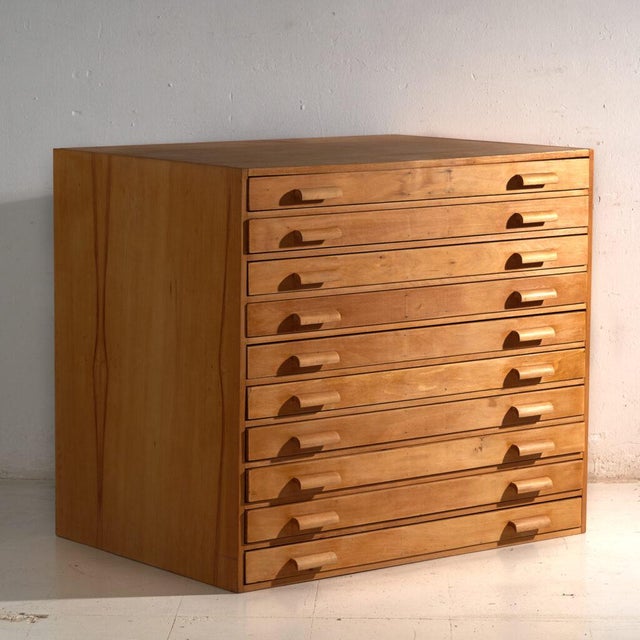 Plan Chest in Beech, Central Europe, 1950 For Sale - Image 3 of 14