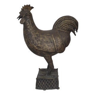 Large Bronze Brass African Benin Rooster For Sale