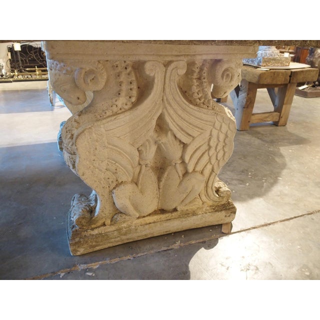 Italian Neoclassical Style Garden Table With Winged Rams Heads Decor, 1900s For Sale - Image 15 of 18