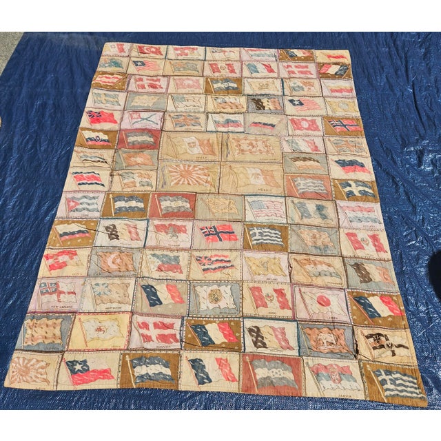 American Rare Tobacco Flag Quilt For Sale - Image 3 of 18