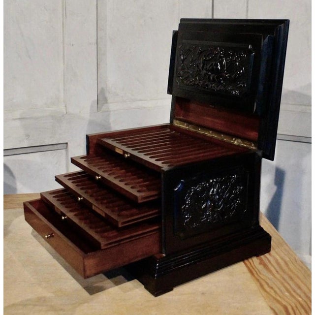 Antique Black Forest Carved Humidor with Wild Boar, 1870 For Sale - Image 11 of 13