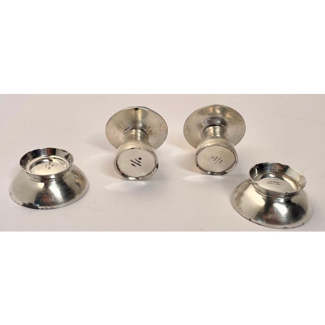 1960s 1960s Sterling Silver and Polka-Dot Enamel Mushroom Shaped Shakers and Salt Cellars - Set of Four For Sale - Image 5 of 8