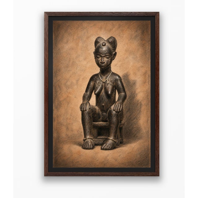 Auburn Atelier Aria Lumae Baule Seated Female Figure Master of Ascher African Tribal Sculpture Drawing Fine Art Gallery Board Print 16 X 24 For Sale - Image 8 of 11