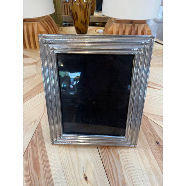 1970s Silver-Tone Stepped Picture Frame For Sale - Image 5 of 7