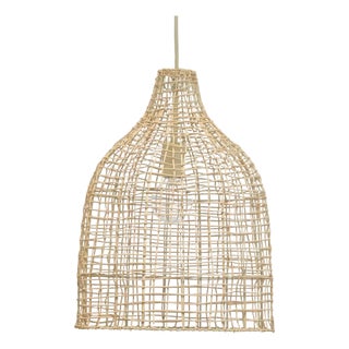 Cottage Beach Decor Cream Rattan Whisper Pendant by Loomlan For Sale