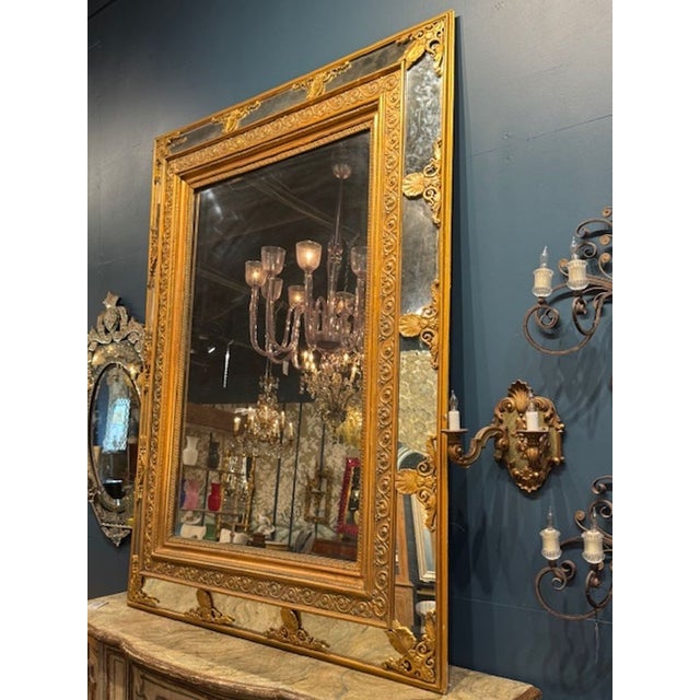 Traditional Italian Carved and Giltwood Cushion Mirror For Sale - Image 3 of 5