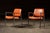Pair of Delwood Mid Century Orange Vinyl Armchairs For Sale - Image 4 of 10