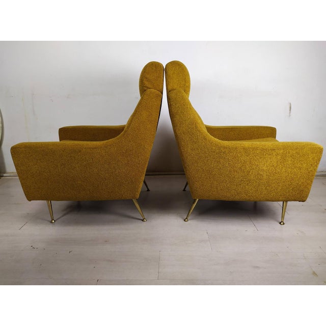 Set of Vintage Mustard Velvet Armchairs, 1960s For Sale - Image 3 of 18