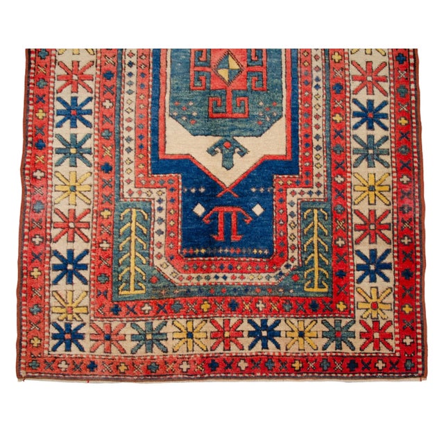 Blue 1960s Blue Rug Turkish Rug Hand-Knotted Pure Naturally Dyed Small Area Rug For Sale - Image 8 of 10