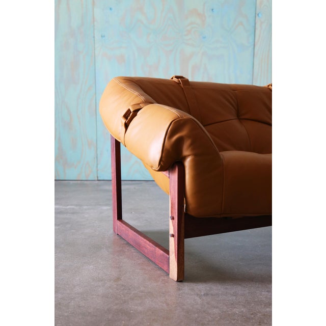 Yellow Percival Lafer Mp-91 Sofa: Jatoba Wood & Caramel Leather, Mid-Century Modern For Sale - Image 8 of 15