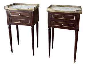 Louis XVI Style Mahogany Bedside Tables, 1970s, Set of 2