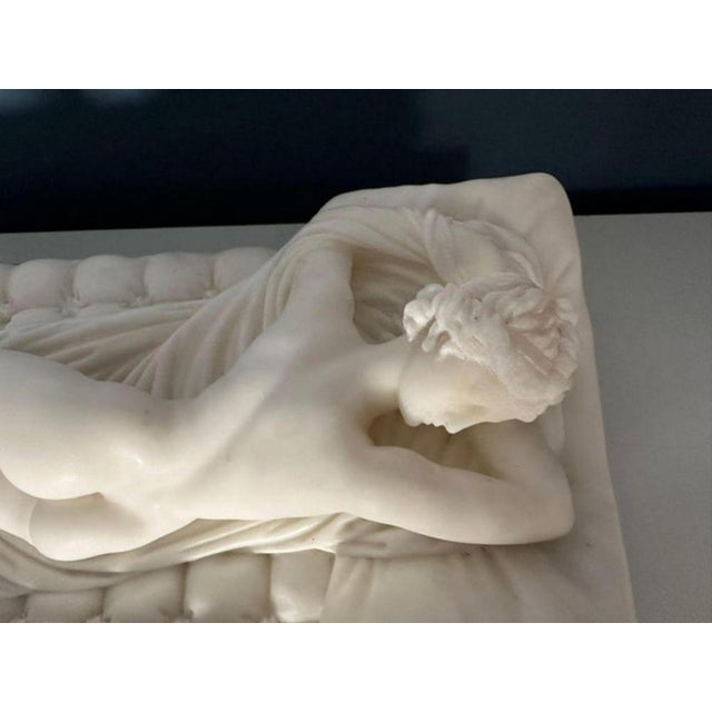 Italian School Artist, Nude Sculpture of Hermaphroditus, 19th Century, White Carrara Marble For Sale - Image 9 of 18