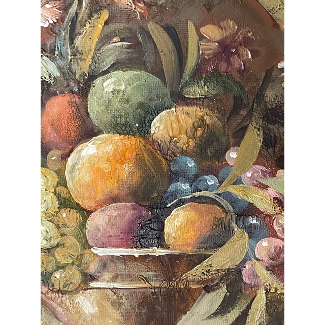 1960s Barock Revival Oil on Canvas Still Life Painting Signed Framed For Sale - Image 4 of 4