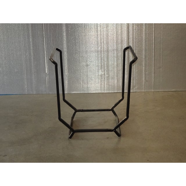 1990s Spanish Style Black Iron Fireplace Log Rack ~ Firewood Holder For Sale - Image 5 of 10