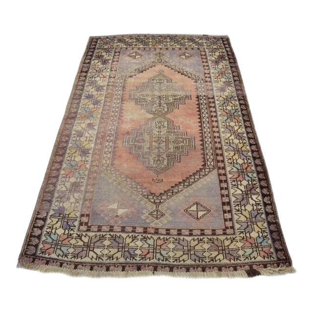 Geometric Oushak Floral Carpet For Sale