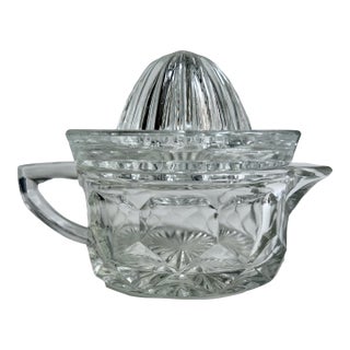 Heisey Style Two Piece Clear Handled Glass Juicer, C. 1930's For Sale