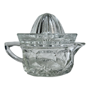 Heisey Style Two Piece Clear Handled Glass Juicer, C. 1930's