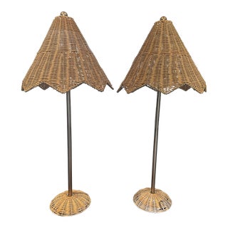 21st Century Lillian August Rattan Lamps - Set of 2 For Sale