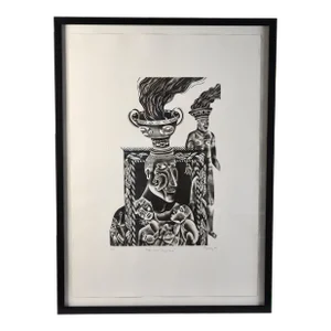 Patrick Wadley Signed Print Black White Etching