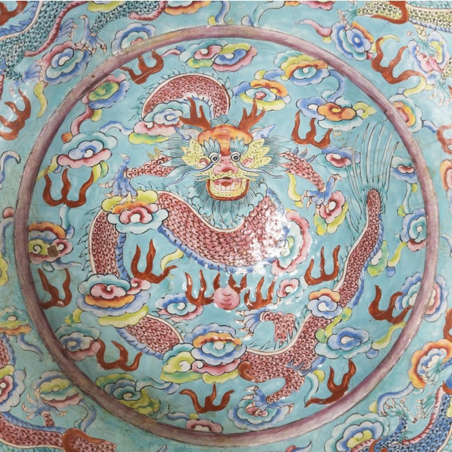 Chinese Chinese Baby Blue Peking Enamel Dragon Bowl For Sale - Image 3 of 13