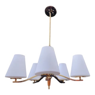 Vintage Mid-Century Modern 5-Arm Light Fixture Chandelier For Sale