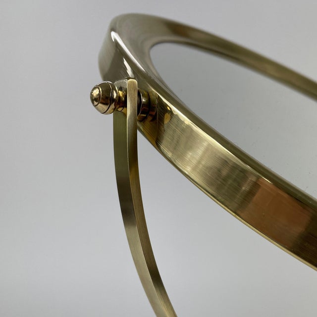 Swedish Table Mirror in Brass and White Leather, 1960s For Sale - Image 12 of 14