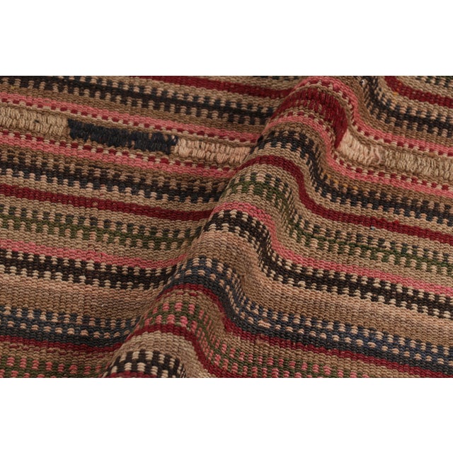 Textile Vintage Palas Bidjari Persian Square Kilim, Colorful Geometric Stripe - Rug & Kilim For Sale - Image 7 of 8