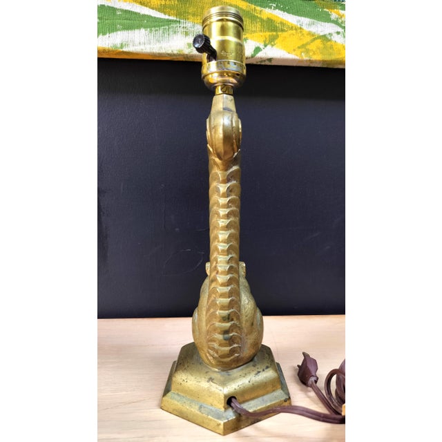 Metal Art Deco Era Cast Brass Squirrel Table Lamp For Sale - Image 7 of 9