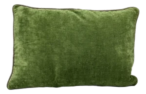 Green Velvet and Taupe Tweed Lumbar Decorative Throw Pillow Cover