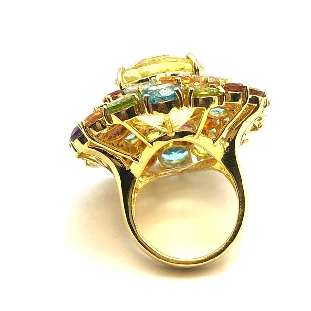 Metal Bochic “Orient” Amethyst, Lemon Quartz & Citrine Ring Set In 18K Gold & Silver For Sale - Image 7 of 12