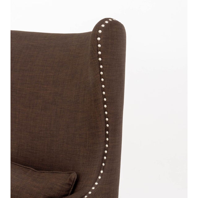 Pair of Picket House "Kegan" Chocolate Synthetic Upholstered Armchairs For Sale - Image 10 of 10