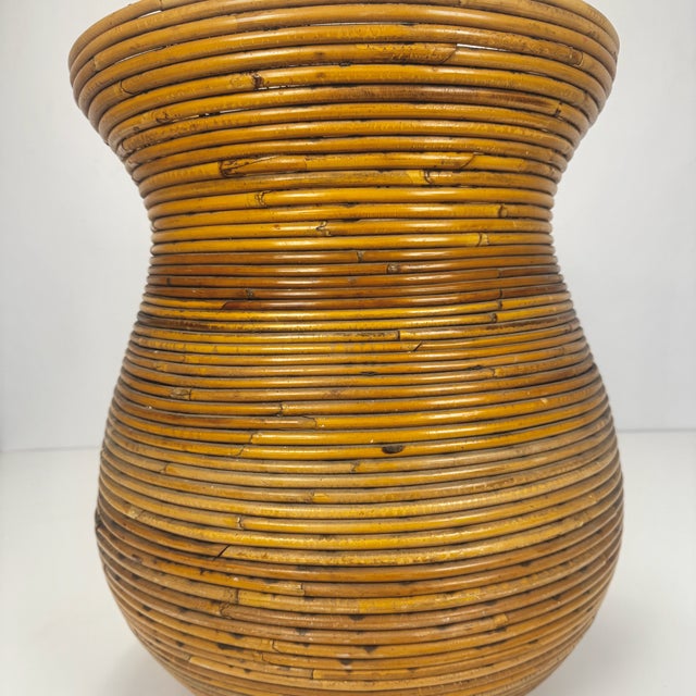Wood Large Mid-Century Pencil Reed Vase, Italy, 1960s For Sale - Image 7 of 8