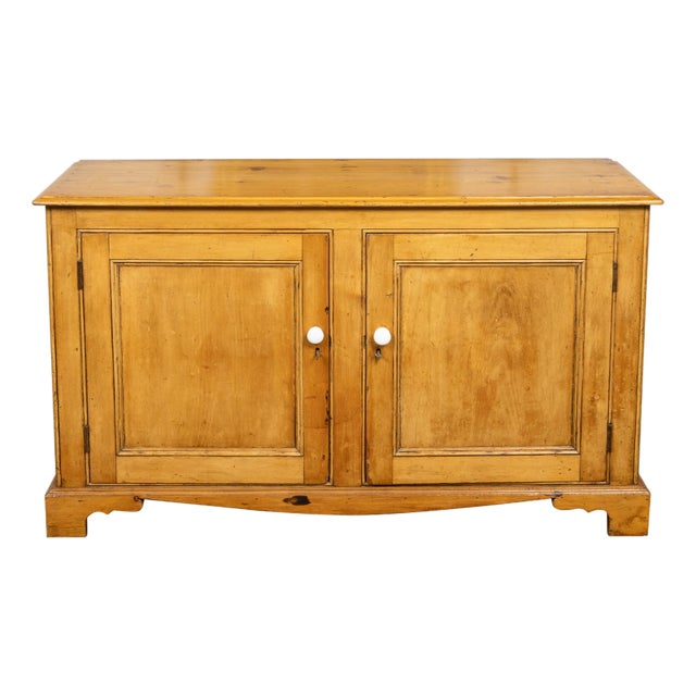 French 19th Century Pine Buffet with Two Doors and Carved Ogee Bracket Feet For Sale