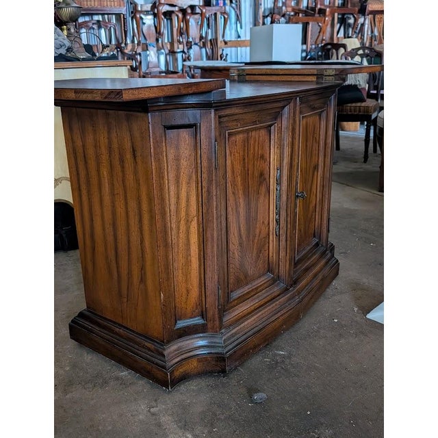 Traditional Vintage Century Furniture Walnut-Tone Flip-Top Server Buffet With Serpentine Front For Sale - Image 3 of 10