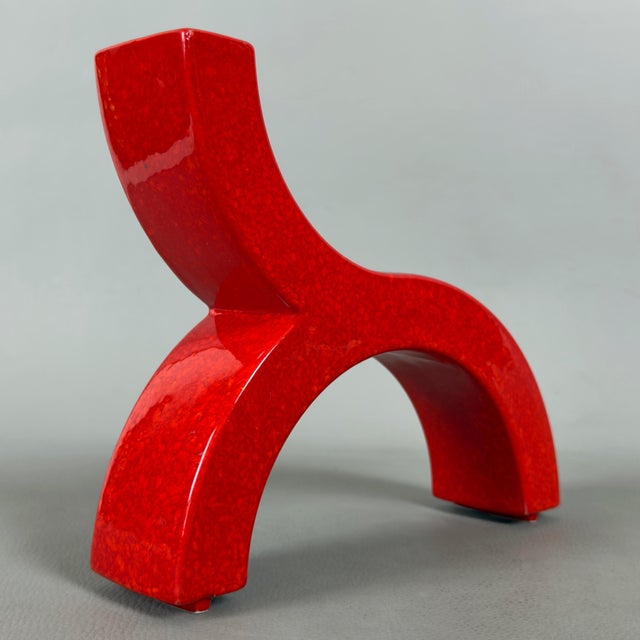 Space Age Vase Red Ceramic by Pietro Arosio for Parravicini, 1970s For Sale - Image 11 of 11