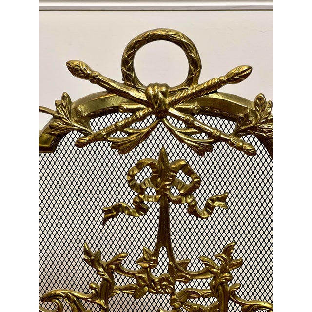 Brass 20th Century Louis XVI Style Brass Fireplace Screen For Sale - Image 8 of 12