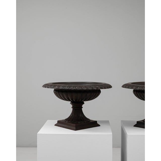 1900s French Cast Iron Tazza Urn Planters - A Pair For Sale - Image 4 of 18