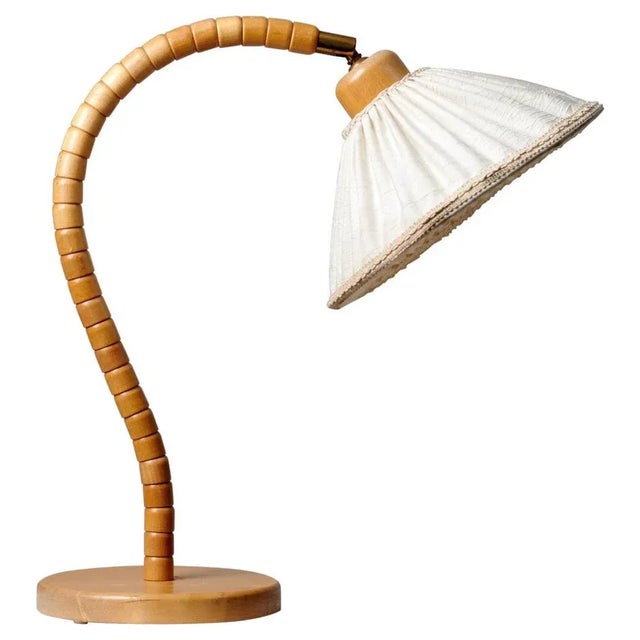 Tan Swedish Modern Birch Table Lamp from Markslöjd Kinna, 1960s For Sale - Image 8 of 8